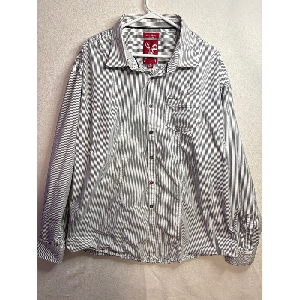 Marc Ecko Cut & Sew Mens 3XL Pinstripe Button Down Shirt Long Sleeve Cotton